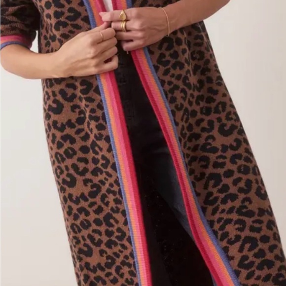 Marine Layer Sweaters - Marine Layer Leopard Cardigan with Colorful Trim